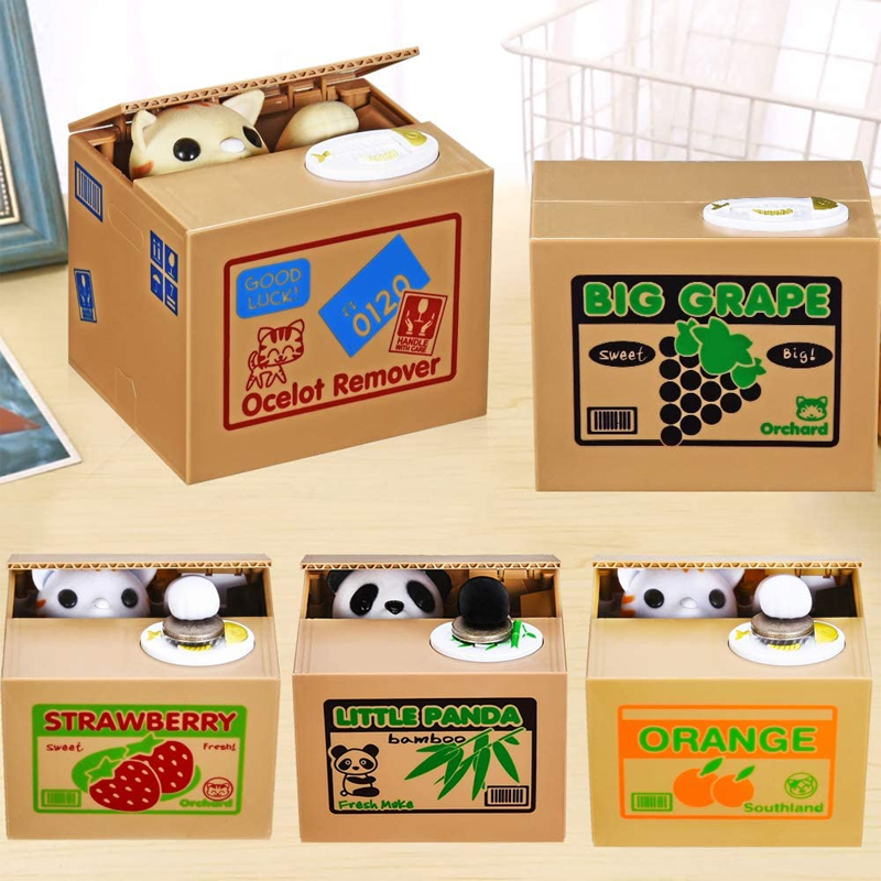 Coin Operated Kiddie Ride - Cat Panda Stealing Coin Money Boxes