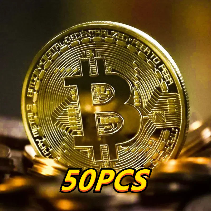 Arcade Game Coin - 60-2PCS Gold Plated Bitcoin Coin Collectible