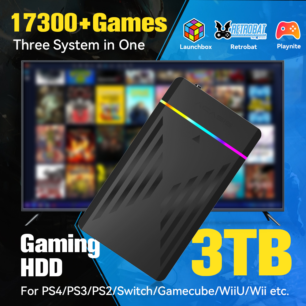 Arcade X - 3TB Portable Gaming HDD LaunchBox/Retrobat/Playnite Retro