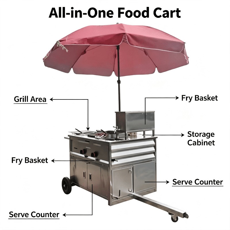 Portable Stainless Steel Food  - огляд і ціна Hot Dog Vending Cart