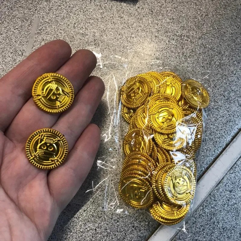 50Pcs Pirate Gold Coins Plasti - огляд і ціна Arcade Game Coin